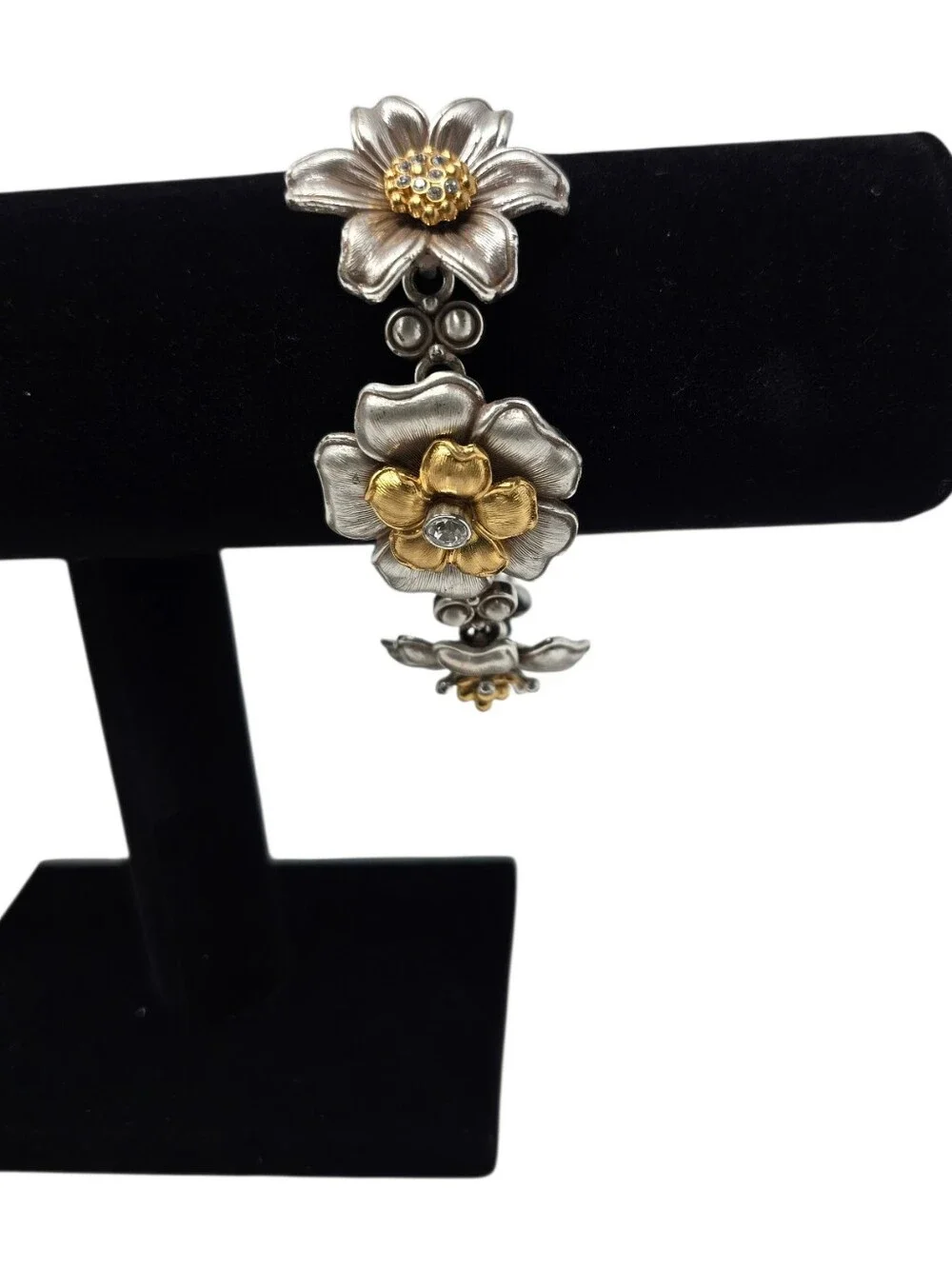 Brighton Lux Garden Silver And Gold Plated Flower Mixed Metal Bracelet